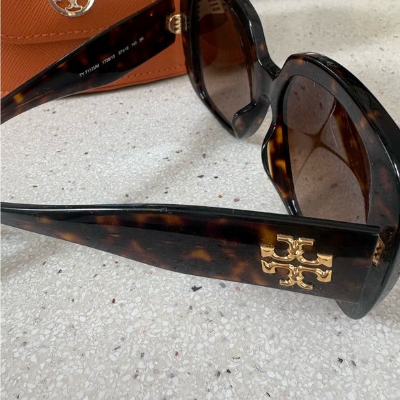 Tory Burch Tortoise Sunglasses with Bold Orange Case